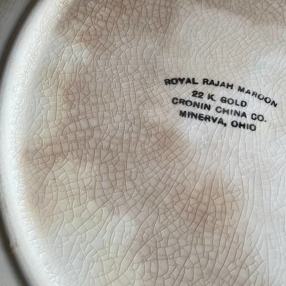 Vintage Cronin China Co Royal Rajah round handled serving dish 22K gold gilded - Picture 5 of 11